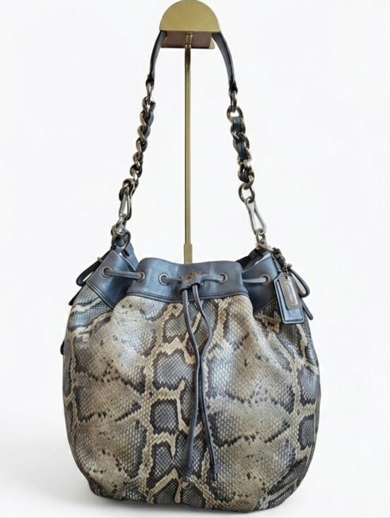 Coach Handbags - Coach 2011 Madison Marielle Python Drawstring Bucket Bag 17019 EUC